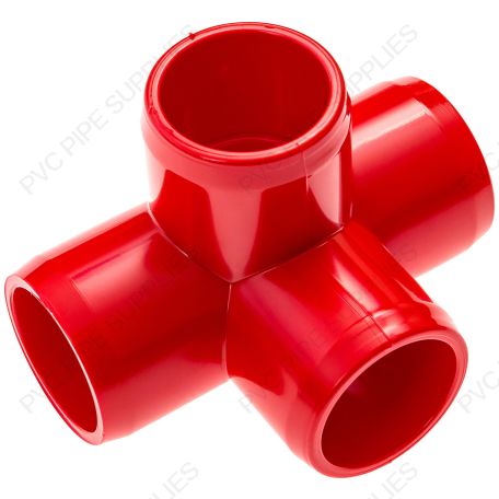 3/4" Red 4-Way Furniture Grade PVC Fitting 3/4" Red 4-Way Furniture Grade PVC Fitting