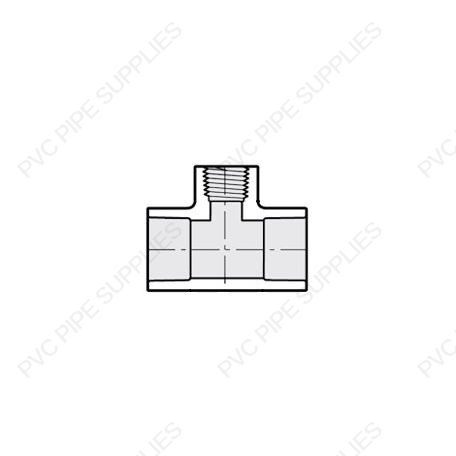 1/2" x 1/4" Schedule 40 PVC Tee Socket x Socket x Thread, 402-072 1/2" x 1/4" Schedule 40 PVC Tee Socket x Socket x Thread, 402-072