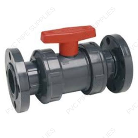 1-1/2" Spears PVC True Union Industrial Ball Valve with Flanged Ends