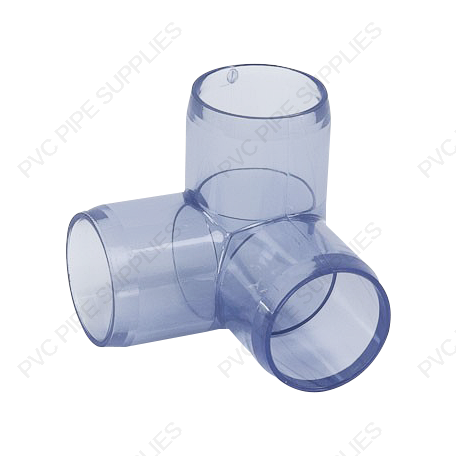 3/4" Clear 3-Way Furniture Grade PVC Fitting 3/4" Clear 3-Way Furniture Grade PVC Fitting