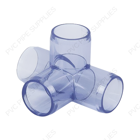 3/4" Clear 4-Way Furniture Grade PVC Fitting 3/4" Clear 4-Way Furniture Grade PVC Fitting