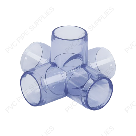 3/4" Clear 5-Way Furniture Grade PVC Fitting 3/4" Clear 5-Way Furniture Grade PVC Fitting