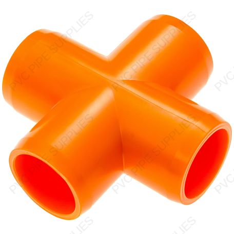 1 1/2" Orange Cross Furniture Grade PVC Fitting 1 1/2" Orange Cross Furniture Grade PVC Fitting