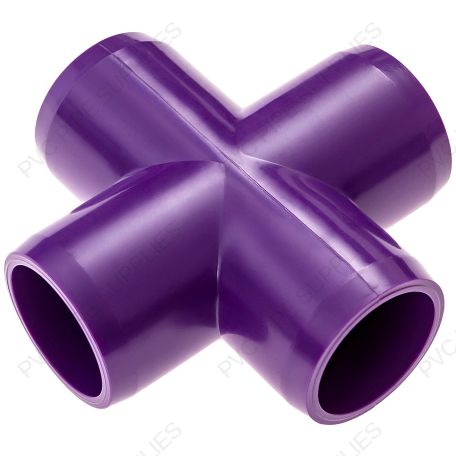 1/2" Purple Cross Furniture Grade PVC Fitting 1/2" Purple Cross Furniture Grade PVC Fitting