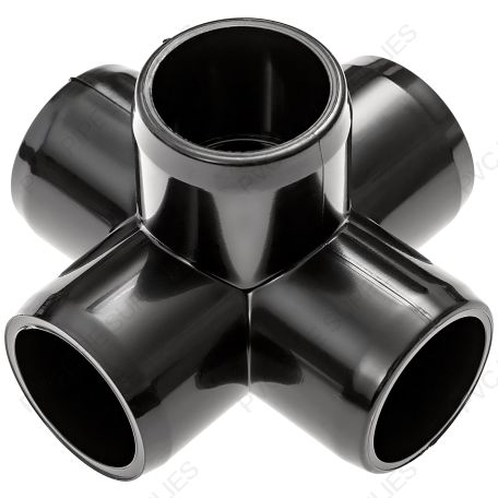 3/4" Black 5-Way Furniture Grade PVC Fitting 3/4" Black 5-Way Furniture Grade PVC Fitting