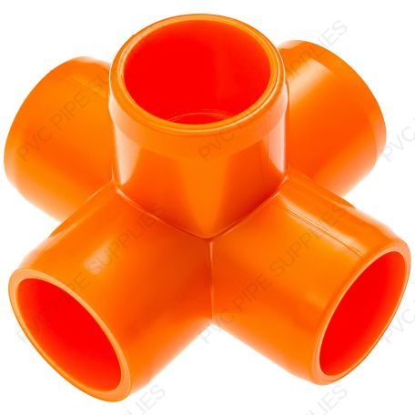 3/4" Orange 5-Way Furniture Grade PVC Fitting 3/4" Orange 5-Way Furniture Grade PVC Fitting