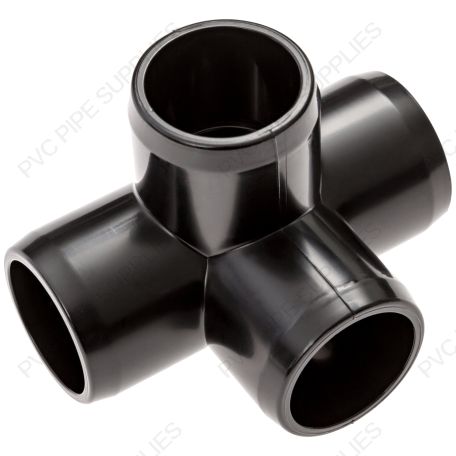 1" Black 4-Way Furniture Grade PVC Fitting 1" Black 4-Way Furniture Grade PVC Fitting