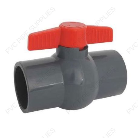 1 1/2" PVC Compact Ball Valve Gray Socket, 1015GS