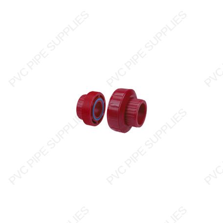 3/4" Red Kynar PVDF Union, 3897-007 3/4" Red Kynar PVDF Union, 3897-007
