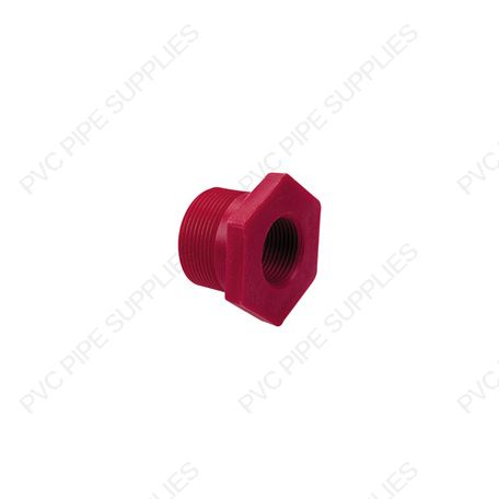 2" x 1 1/2" Red Kynar PVDF Bushing, 3839-251 2" x 1 1/2" Red Kynar PVDF Bushing, 3839-251
