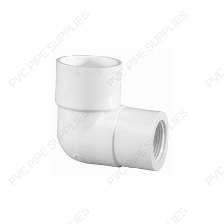 1" x 3/4" Schedule 40 PVC 90 Elbow Socket x Thread, 407-131 1" x 3/4" Schedule 40 PVC 90 Elbow Socket x Thread, 407-131