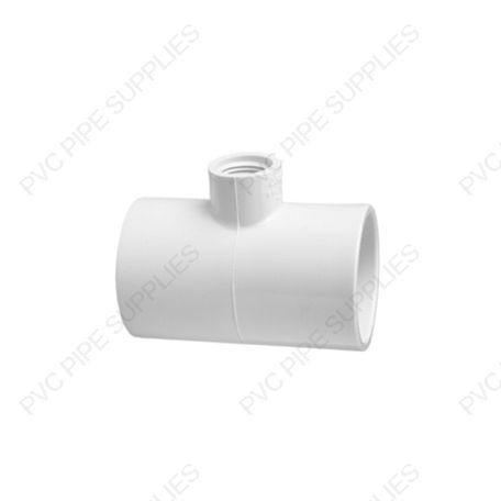 1 1/2" x 1 1/4" Schedule 40 PVC Tee Socket x Socket x Thread, 402-212 1 1/2" x 1 1/4" Schedule 40 PVC Tee Socket x Socket x Thread, 402-212