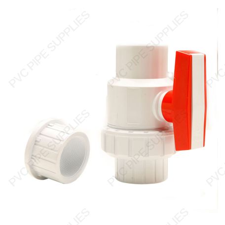 1 1/4" PVC Single Union Ball Valve White Socket, 1114WS 1 1/4" PVC Single Union Ball Valve White Socket, 1114WS
