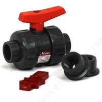 4" PVC Industrial Ball Valve Gray Threaded, EPDM Seals - 22063