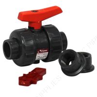 3/4" PVC Industrial Ball Valve Gray Socket / Threaded, EPDM Seals  - 21980