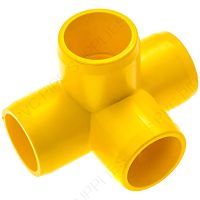 1 1/4" Yellow 4-Way Furniture Grade PVC Fitting