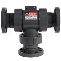 2-1/2" Hayward Actuator Ready TW Series 3-Way True Union PVC Ball Valve