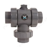 2-1/2" Hayward Actuator Ready TW Series 3-Way True Union PVC Ball Valve