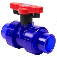 4" Spears PVC Low Extractable True Union Industrial Ball Valve w/Handle Lockout, Socket, EPDM O-Ring