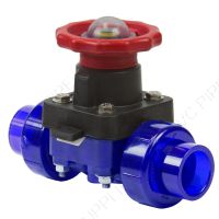 1" Spears PVC Low Extractable Diaphragm Valve, FPT x Socket, EPDM O-Ring