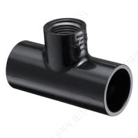 3/4" x 3/4" x 1/2" PVC Schedule 40 Black Tee Socket x Socket x FPT