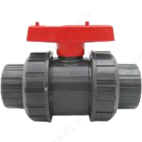 1" PVC True Union Ball Valve, Gray, EPDM, Socket/Threaded, 1410GST