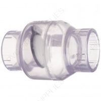 1 1/2" Clear PVC Utility Swing Check Valve, Threaded, EPDM, S1520C15F